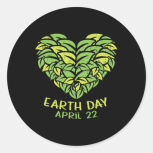 Sticker Rond Jour des terres Shirt Pro Environnement Coeur Plan