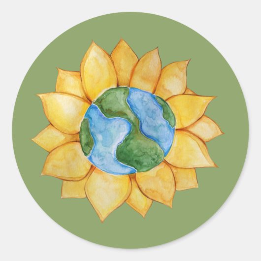 Sticker Rond Jour des terres Sunflower Art Design de l'environn (Devant)