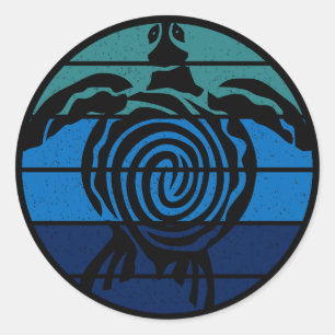 Sticker Rond Jour des terres, Tortue de mer, Nettoyer l'océan