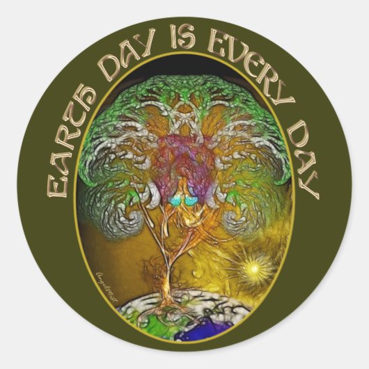 Sticker Rond Jour des terres tous les jours (Devant)