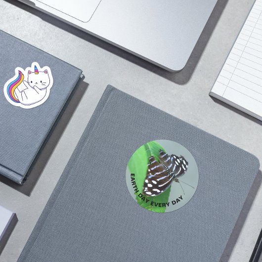 Sticker Rond Jour des terres tous les jours Blue Wave Butterfly