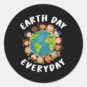 Sticker Rond Jour des terres Tous Les Jours Chemise Enfants Jeu