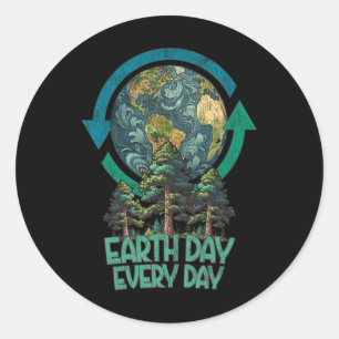 Sticker Rond Jour des terres Tous Les Jours Plante Plus D'Arbre
