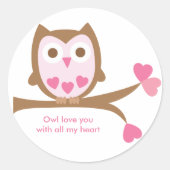 Sticker Rond Jour des Valentines de Chouette Rose (Devant)