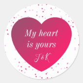 Sticker Rond Jour des Valentines de Coeurs Rouges Rouges Modern (Devant)