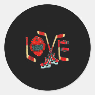 Sticker Rond Jour des Valentines de hockey sur glace Love Cute 