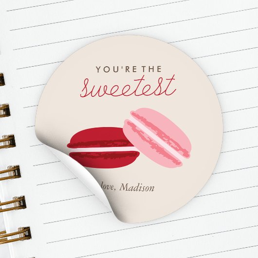 Sticker Rond Jour des Valentines de Macarons doux
