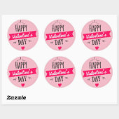 Sticker Rond Jour des Valentines du Coeur Rose (Feuille)
