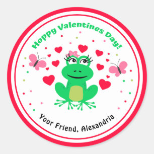 Sticker Rond Jour des Valentines rousses de grenouilles rousses