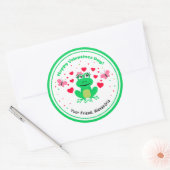 Sticker Rond Jour des Valentines vertes de grenouilles-larves (Enveloppe)