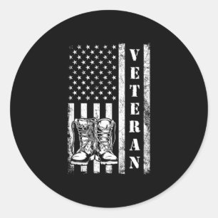 Sticker Rond Jour des vétérans bottes de combat militaires méda