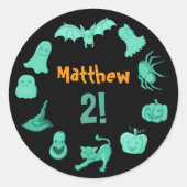 Sticker Rond Jour d'Halloween noir vert (Devant)