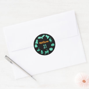 Sticker Rond Jour d'Halloween noir vert