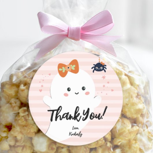 Sticker Rond Jour d'Halloween personnalisé Merci d'anniversaire