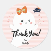 Sticker Rond Jour d'Halloween personnalisé Merci d'anniversaire (Devant)