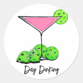 Sticker Rond Jour Diner Cocktail Cosmo Rose, Pickleball Limes (Devant)