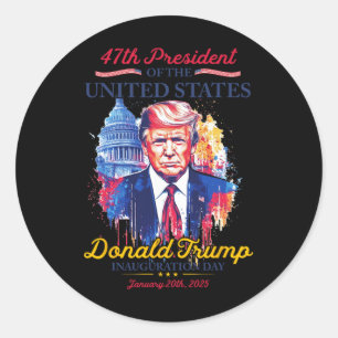 Sticker Rond Jour d'investiture 2025 du président Trump aux Éta
