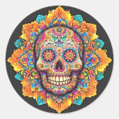 Sticker Rond Jour du crâne de sucre mort (Devant)