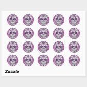 Sticker Rond Jour du crâne de sucre mort - rose et violet 1.0 (Feuille)