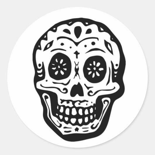 Sticker Rond Jour Du Crâne Mort-Blanc (Devant)
