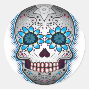 Sticker Rond Jour du crâne mort de sucre