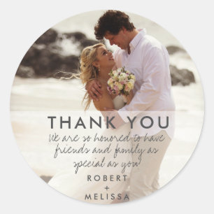 Sticker Rond Jour du mariage Photo Merci Favoriser les autocoll