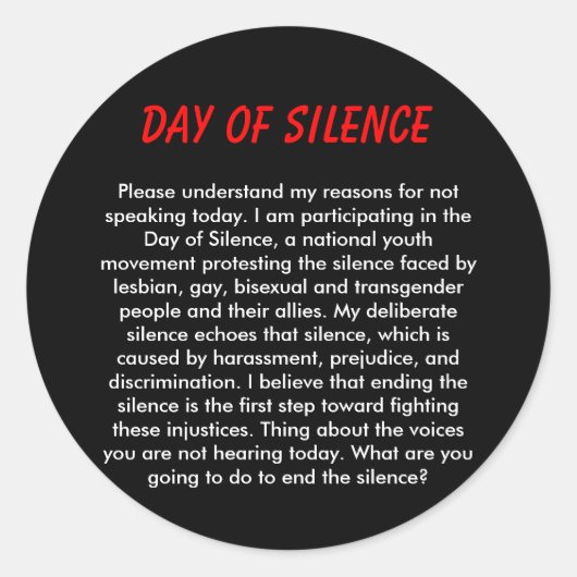 Sticker Rond Jour du silence (Devant)