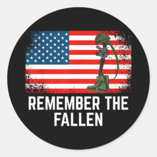 Sticker Rond Jour du souvenir, rappelez-vous le drapeau tombé a