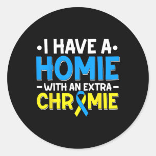Sticker Rond Jour du syndrome de Down Trisomie 21 Décerné du sy