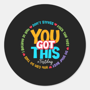 Sticker Rond Jour du test Rock The Test Professeur Jour de test