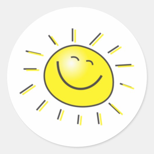 Sticker Rond Jour ensoleillé, soleil souriant, Jour pour sourir (Devant)