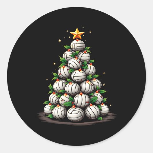 Sticker Rond Jour férié de Noël de volley-ball (Devant)