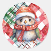 Sticker Rond Jour férié de pingouin de Noël (Devant)