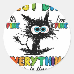 Sticker Rond Jour Funny Stress Chat Enseignant Enfants Étudiant