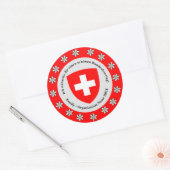 Sticker Rond Jour national suisse Drapeau Edelweiss (Enveloppe)