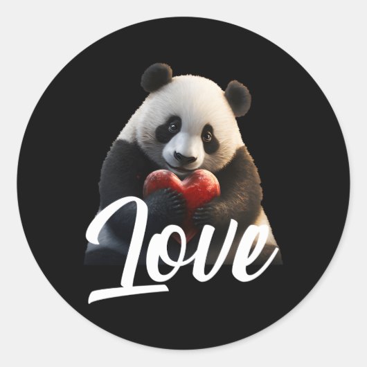 Sticker Rond Jour Panda Panda Aimer He (Devant)