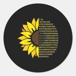 Sticker Rond Jour Pi Tournesol 3.14 Numéro Pi Symbole Math Scie