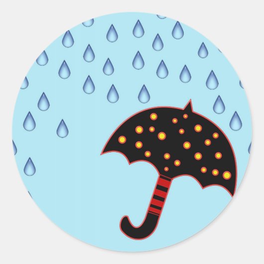 Sticker Rond jour pluvieux avec parapluie (Devant)