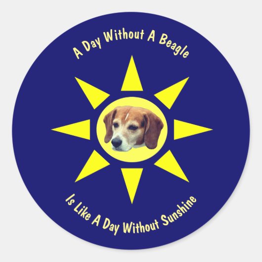 Sticker Rond Jour sans Amoureux de les chiens Beagles (Devant)