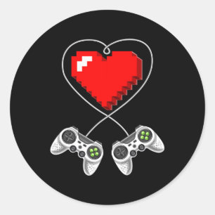 Sticker Rond Jour Shirts Vidéo Contrôleur de jeu Heart Gamer