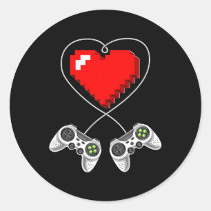 Sticker Rond Jour Vidéo Contrôleur Coeur Gamer Cadeaux Garçons
