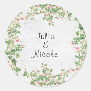 Sticker Rond Journal de style vintage mur ancien rose rose mari