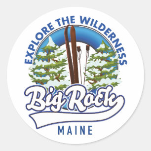 Sticker Rond Journal de voyage de ski à Big Rock Maine