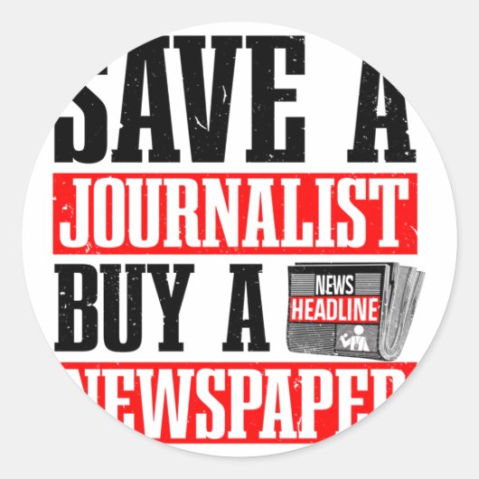 Sticker Rond Journalisme Pour Journaliste (Devant)