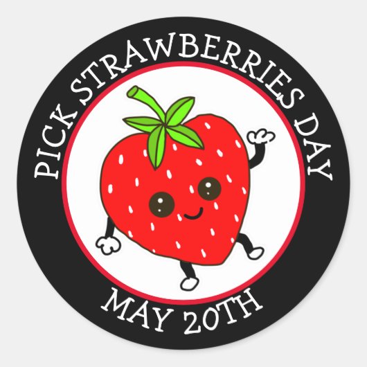 Sticker Rond Journée de la cueillette des fraises - 20 mai (Devant)