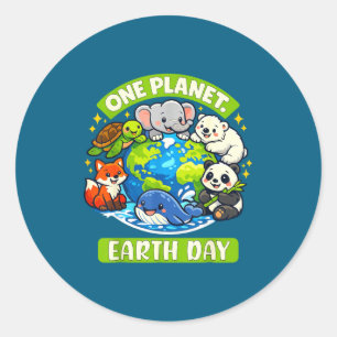 Sticker Rond Journée de la Terre amoureux des animaux pour les 