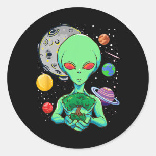Sticker Rond Journée de l'espace Célébration Alien cosmique Arb