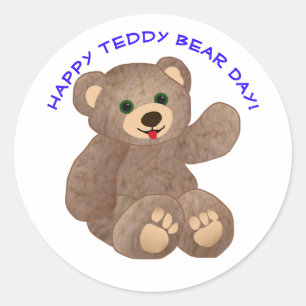 Sticker Rond Journée de l'ours en peluche