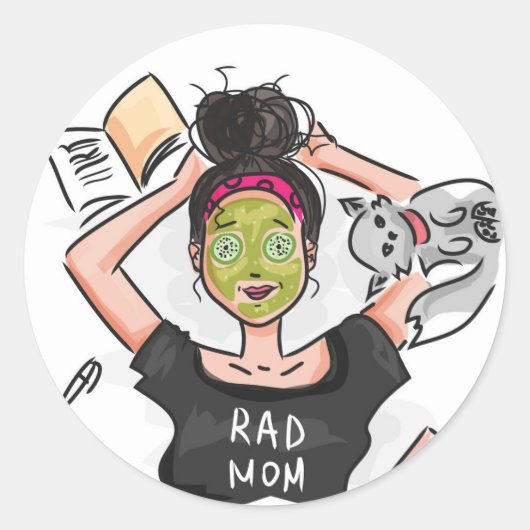 Sticker Rond Journée de repos de Rad Maman (Devant)