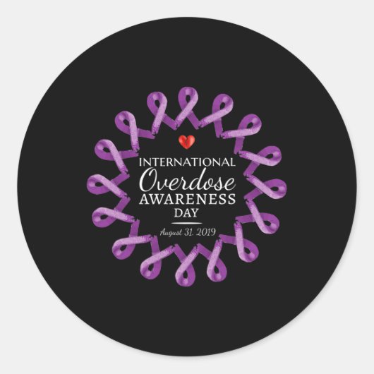 Sticker Rond Journée de sensibilisation à la surdose 2019 Ruban (Devant)